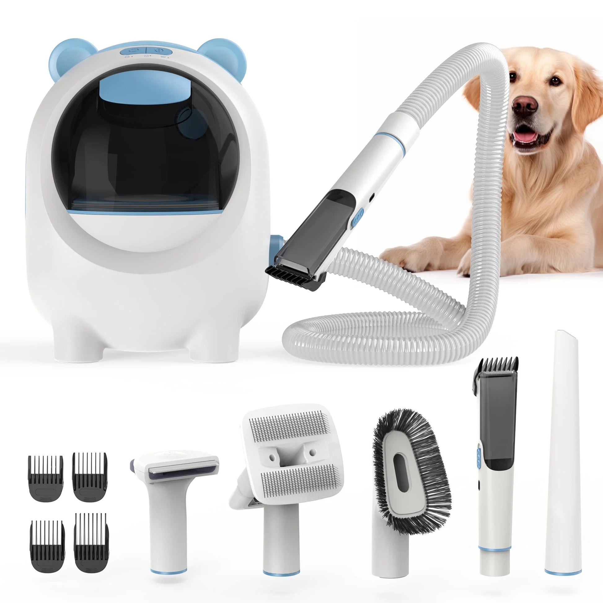 Pet Grooming Vacuum & 12KPA Powerful Suction Pet Hair Vacuum with 5 Dog Grooming Tools for Pets Vacuum for Shedding Grooming