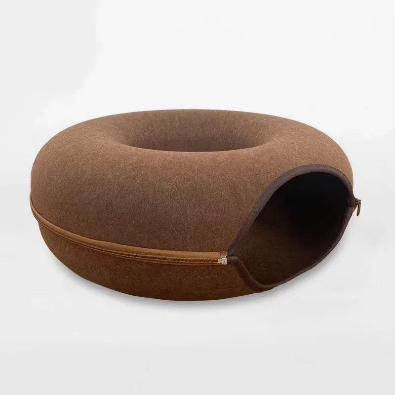 Donut Cat Bed Interactive Tunnel Pet Felt Indoor Toys Cats House Kitten Training Toy Cat Kennel Pets Supplies